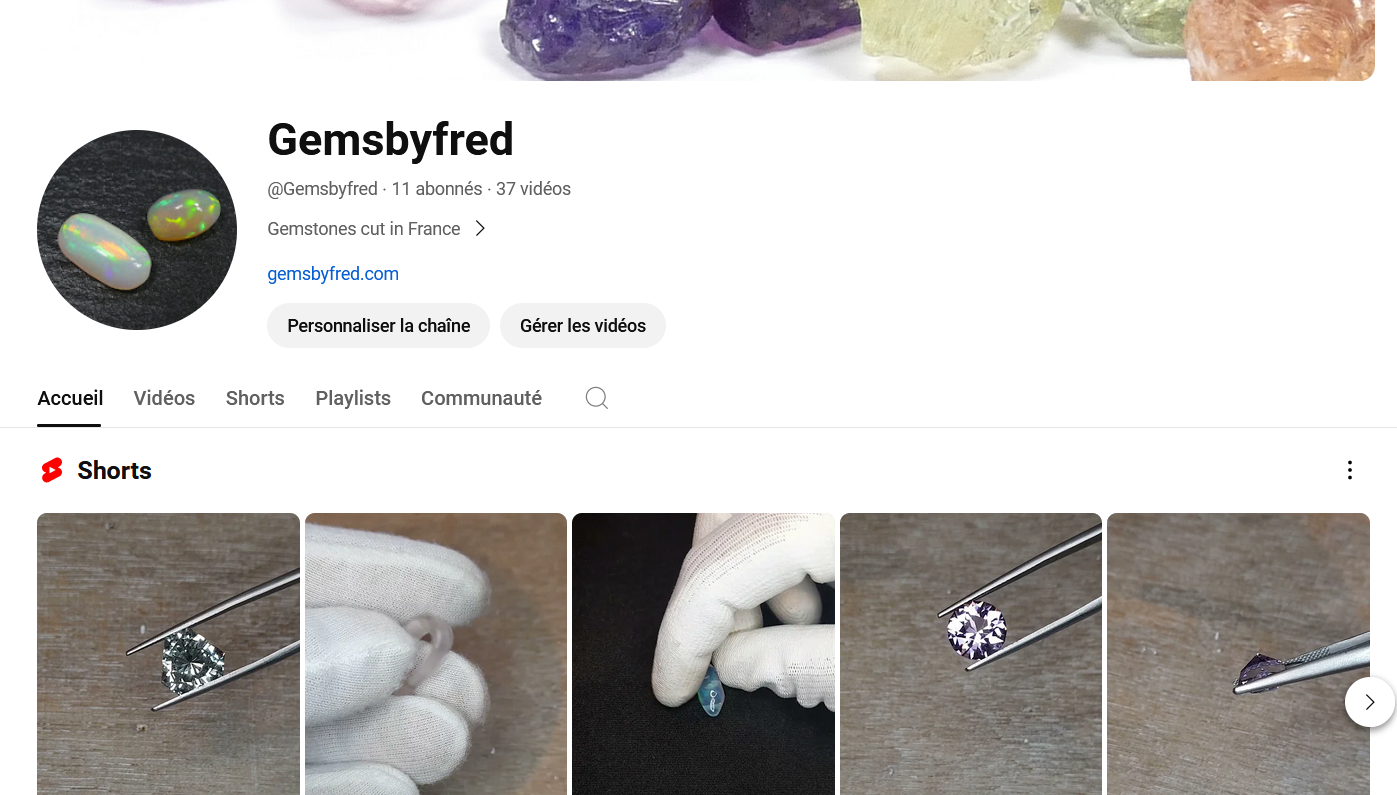 Youtube account gemsbyfred gemstones