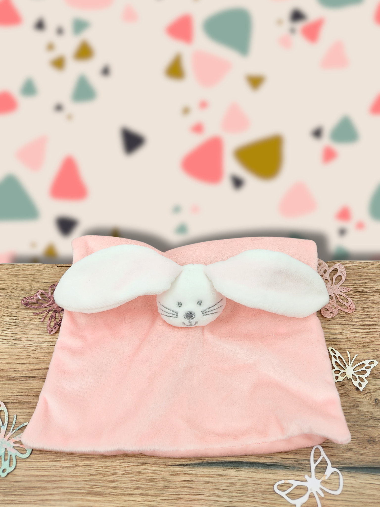 doudou lapin rose carré