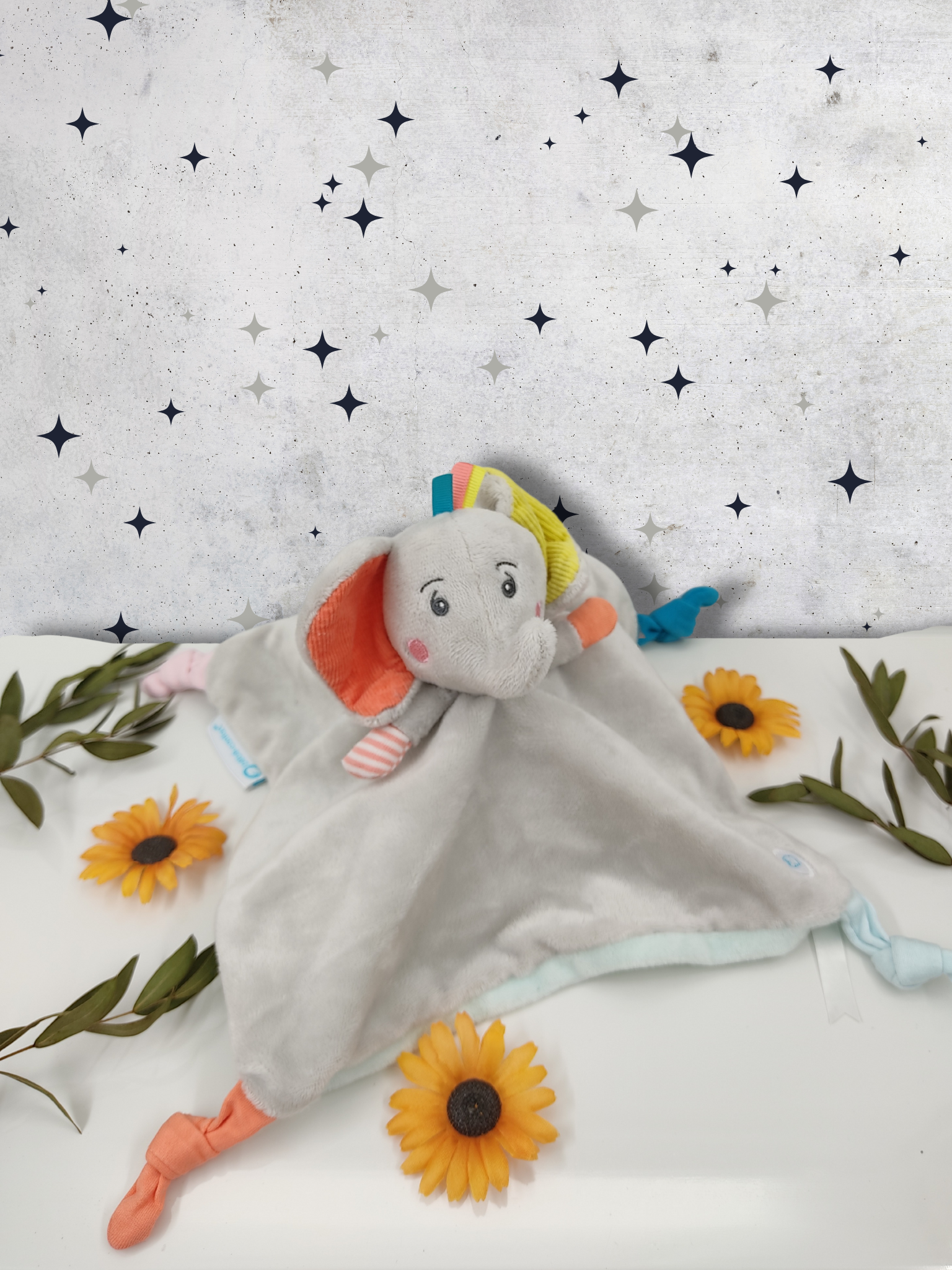 Doudou éléphant gris