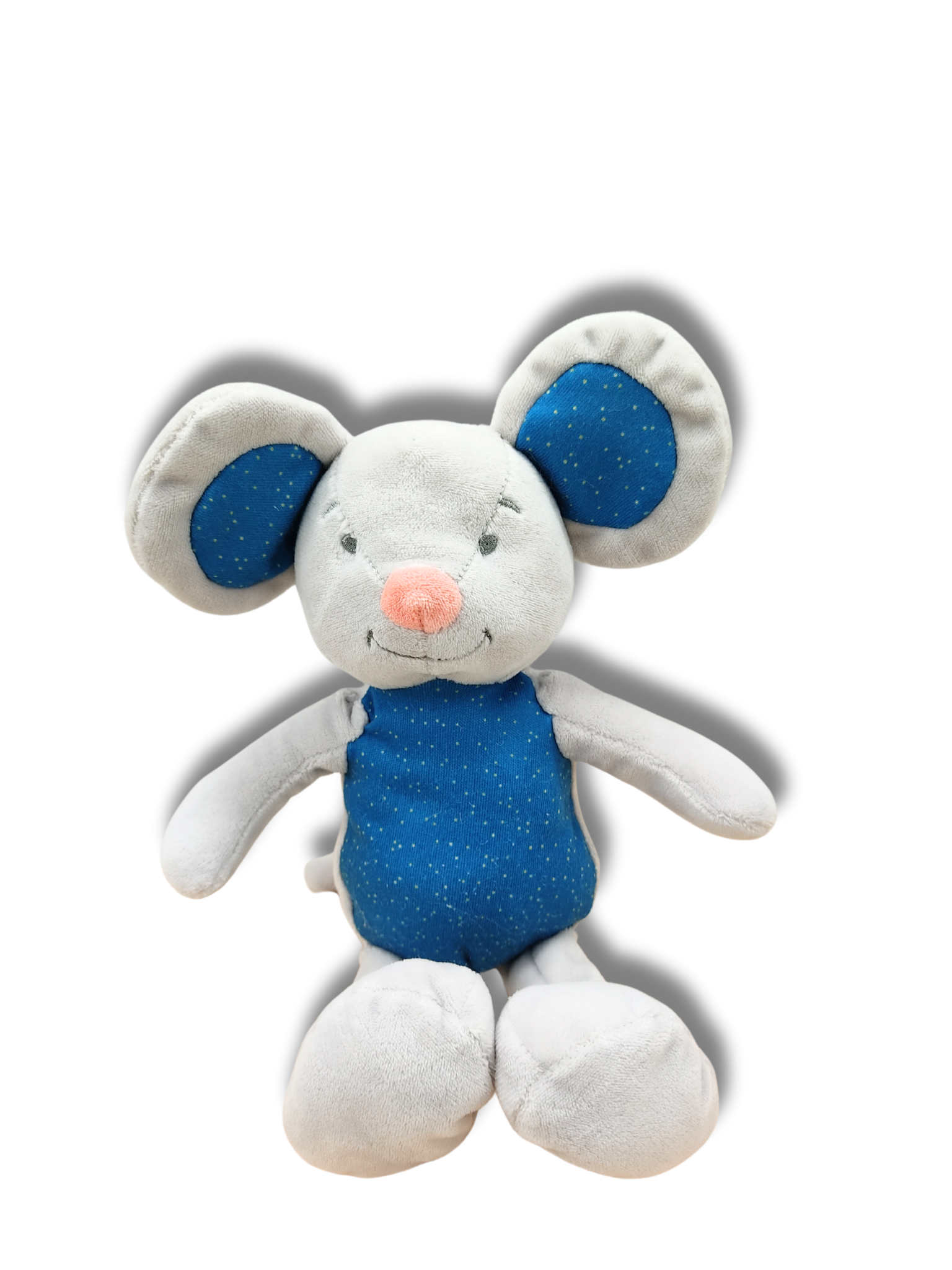 Peluche souris gris et bleu