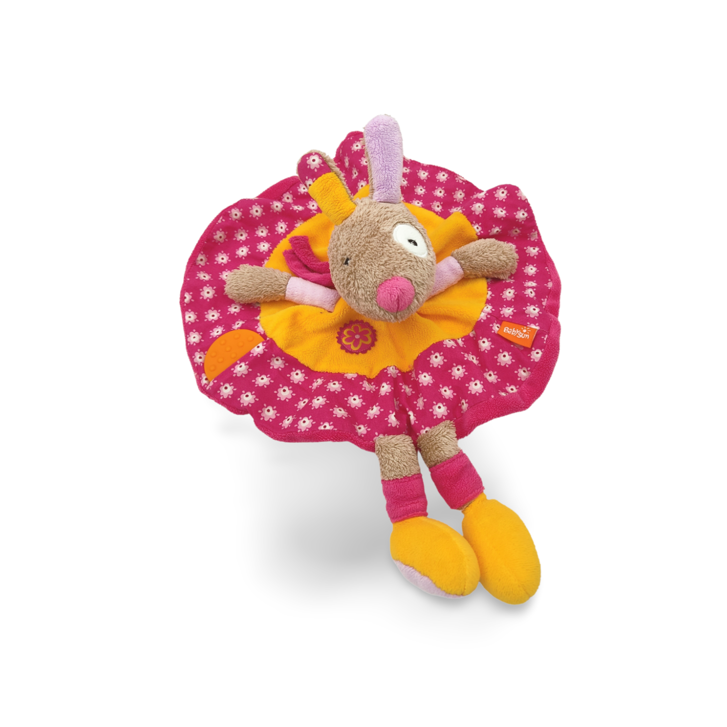 Doudou lapin rose et orange (3)