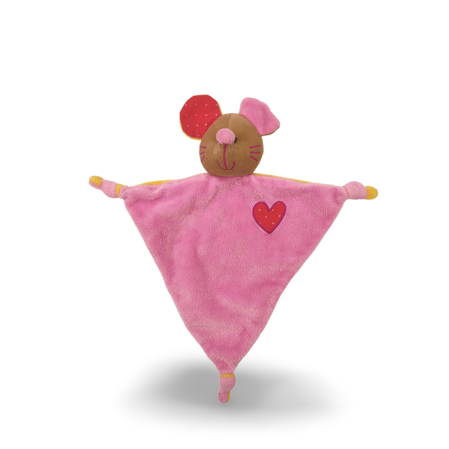 Doudou plat triangle souris rose