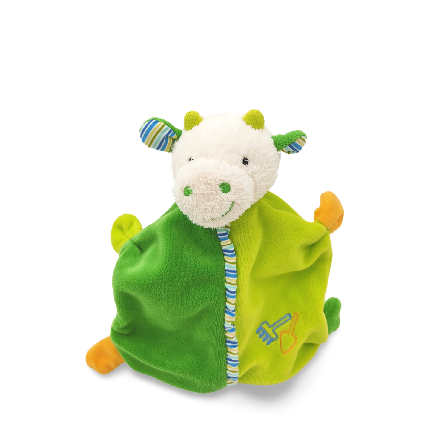 Doudou vache verte plate