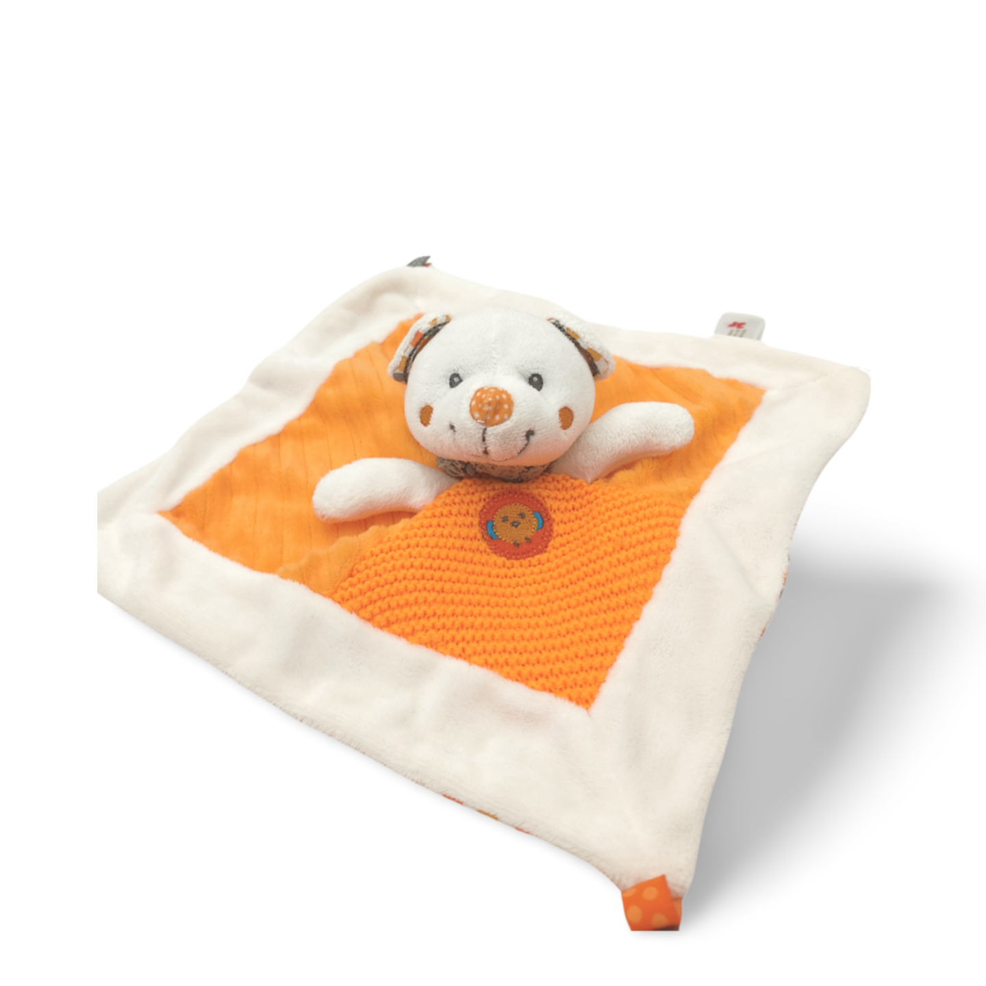 Doudou ours orange et blanc