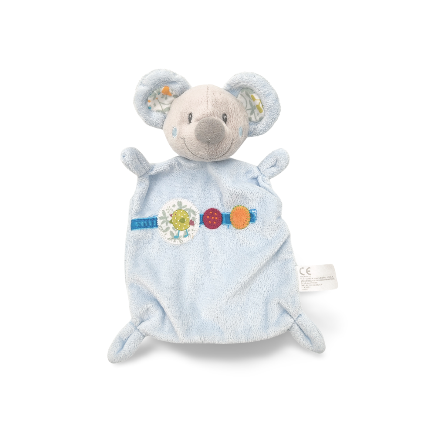 Doudou personnalisé souris plate bleue