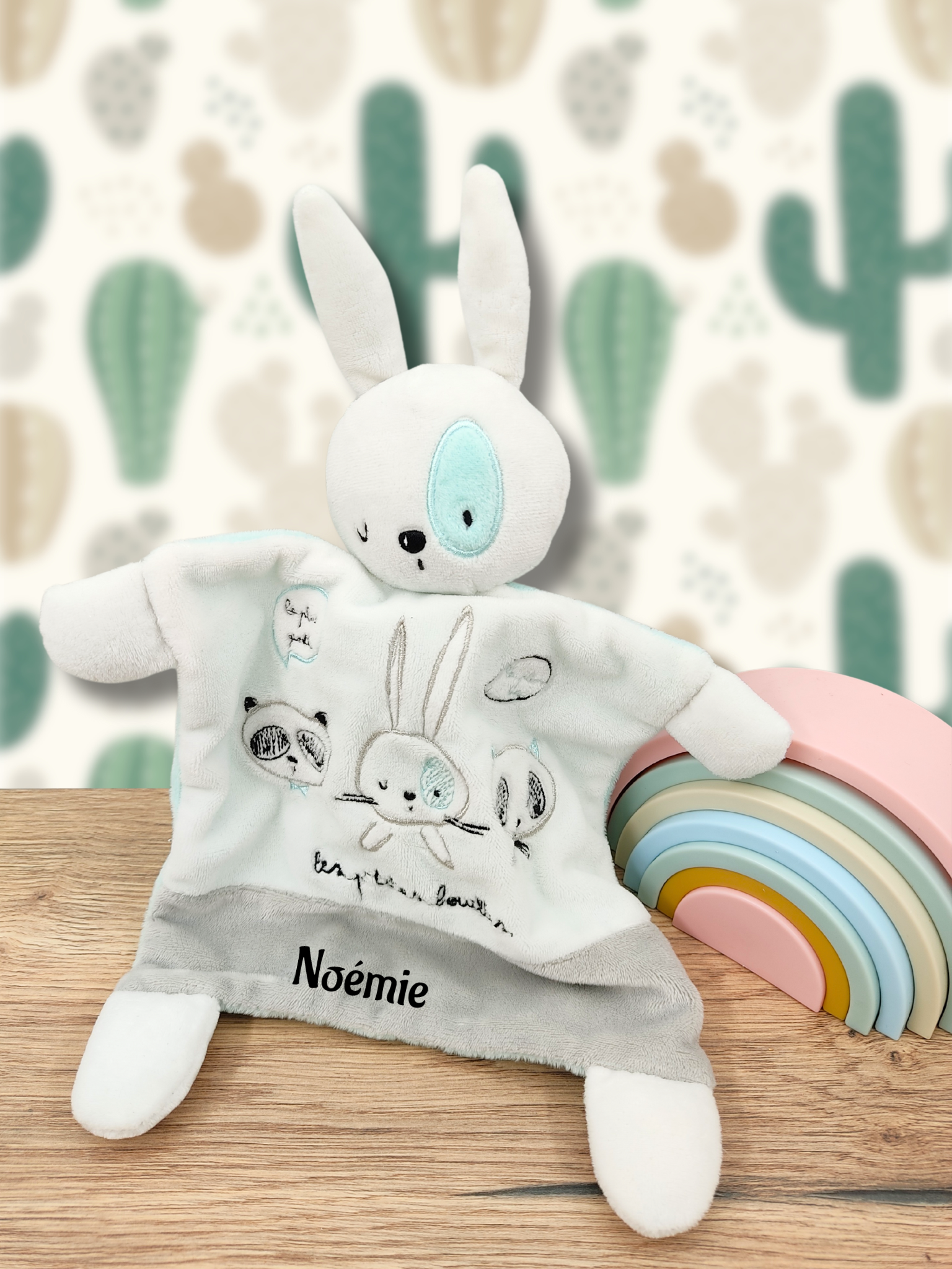 Doudou plat lapin personnalisé