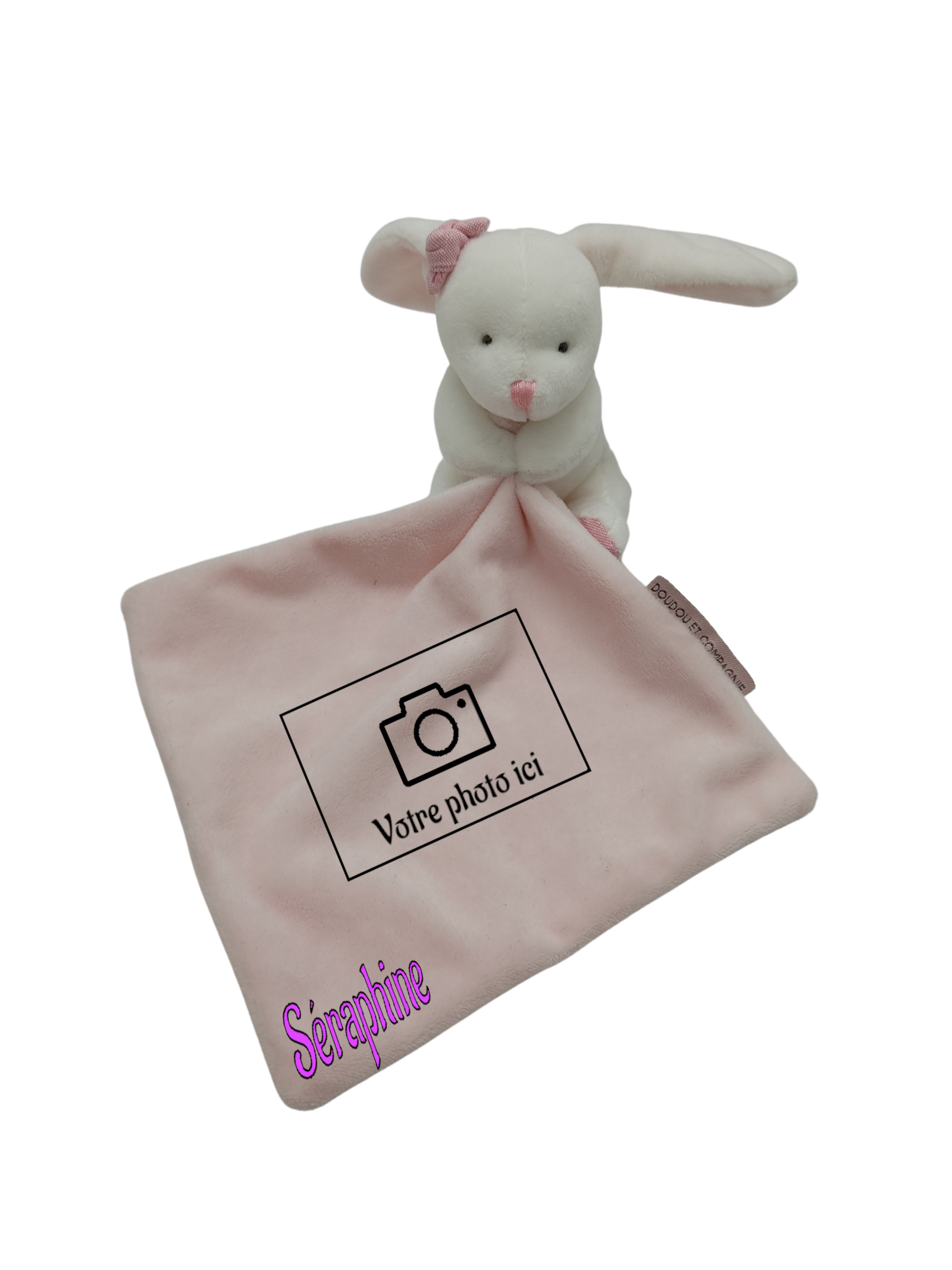 Doudou lapin mouchoir rose DOUDOU ET COMPAGNIE