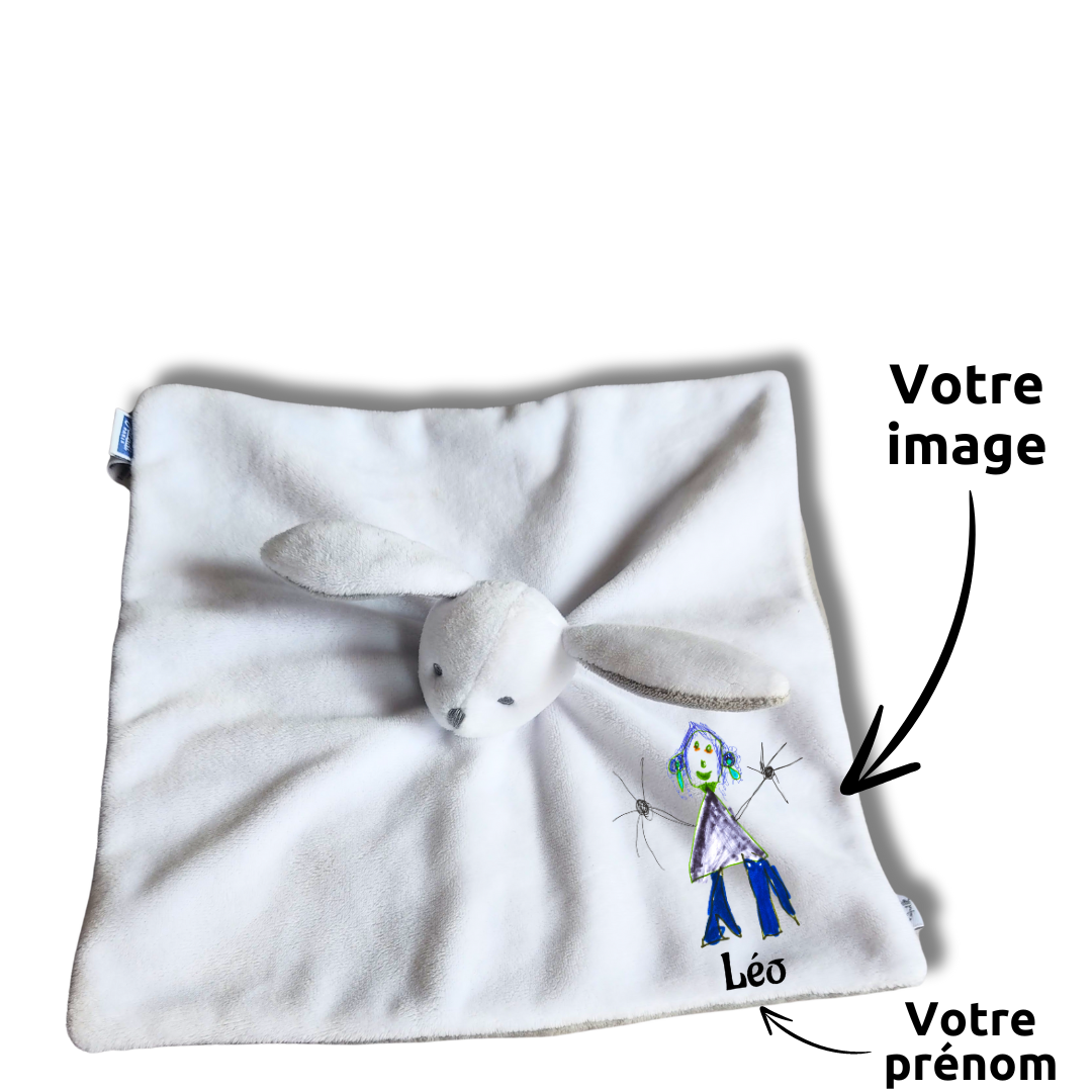 Doudou personnalisé lapin blanc Jacadi