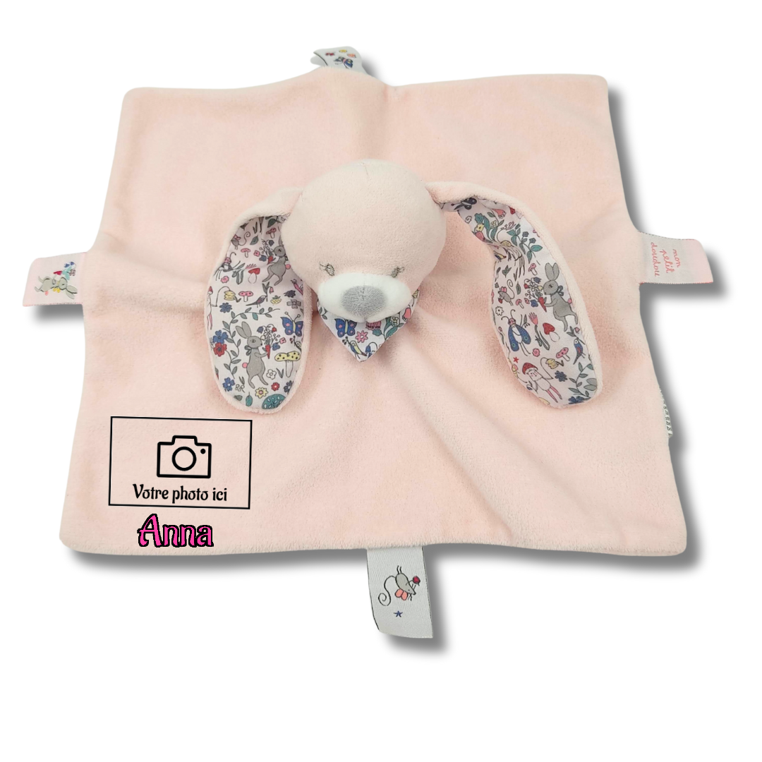 Doudou lapin rose plat Boutchou