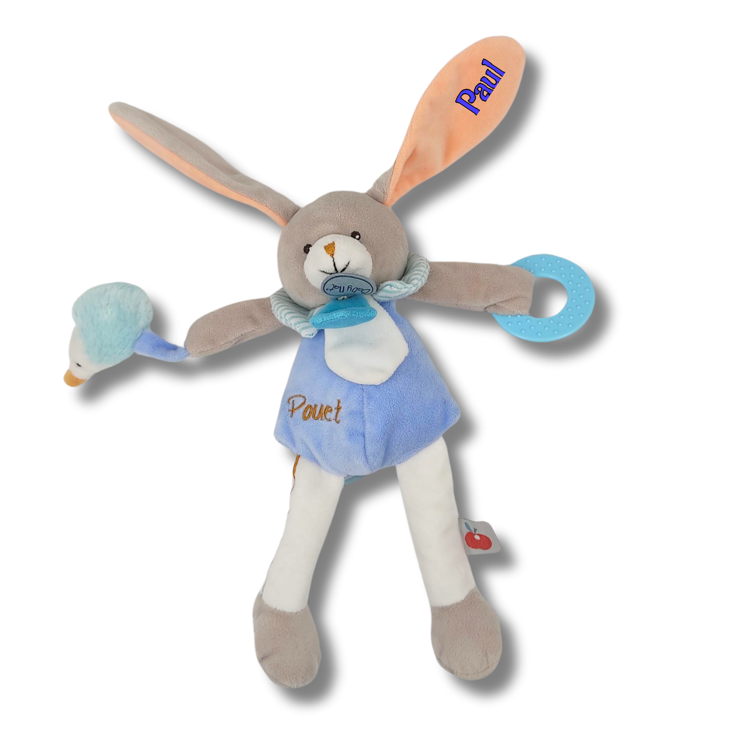 Doudou lapin bleu Pom hérisson Pouet Anneau Baby Nat