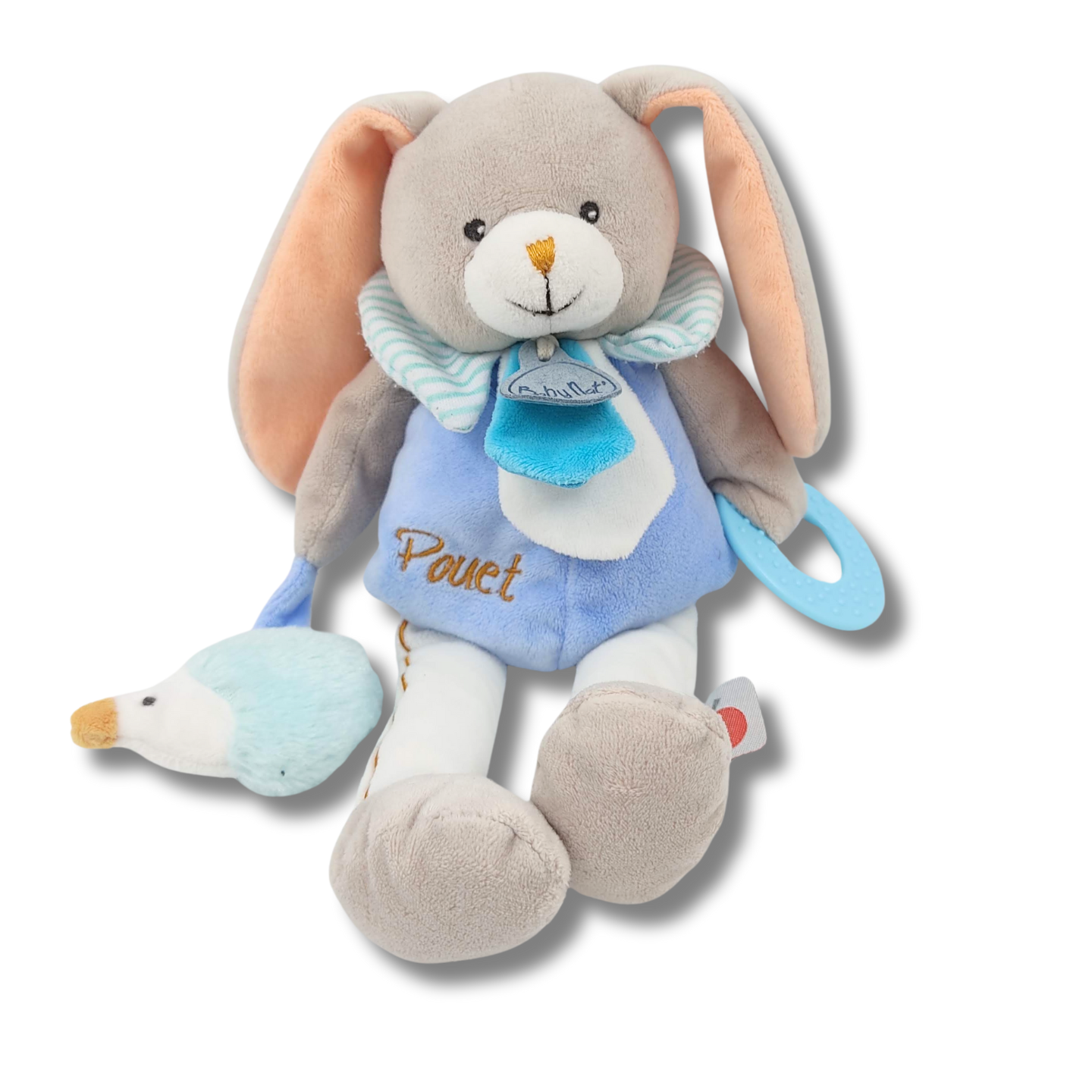 Doudou lapin bleu Pom hérisson Pouet Anneau Baby Nat