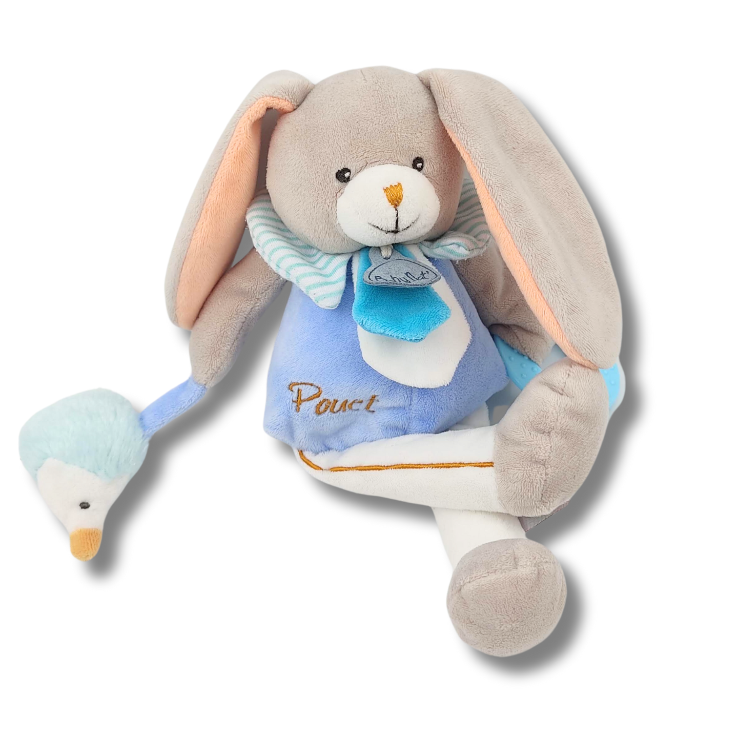 Doudou lapin bleu Pom hérisson Pouet Anneau Baby Nat