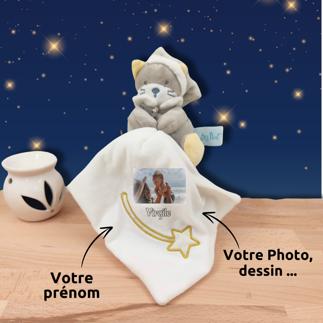 Lary le chat paresseux - Doudou personnalisé