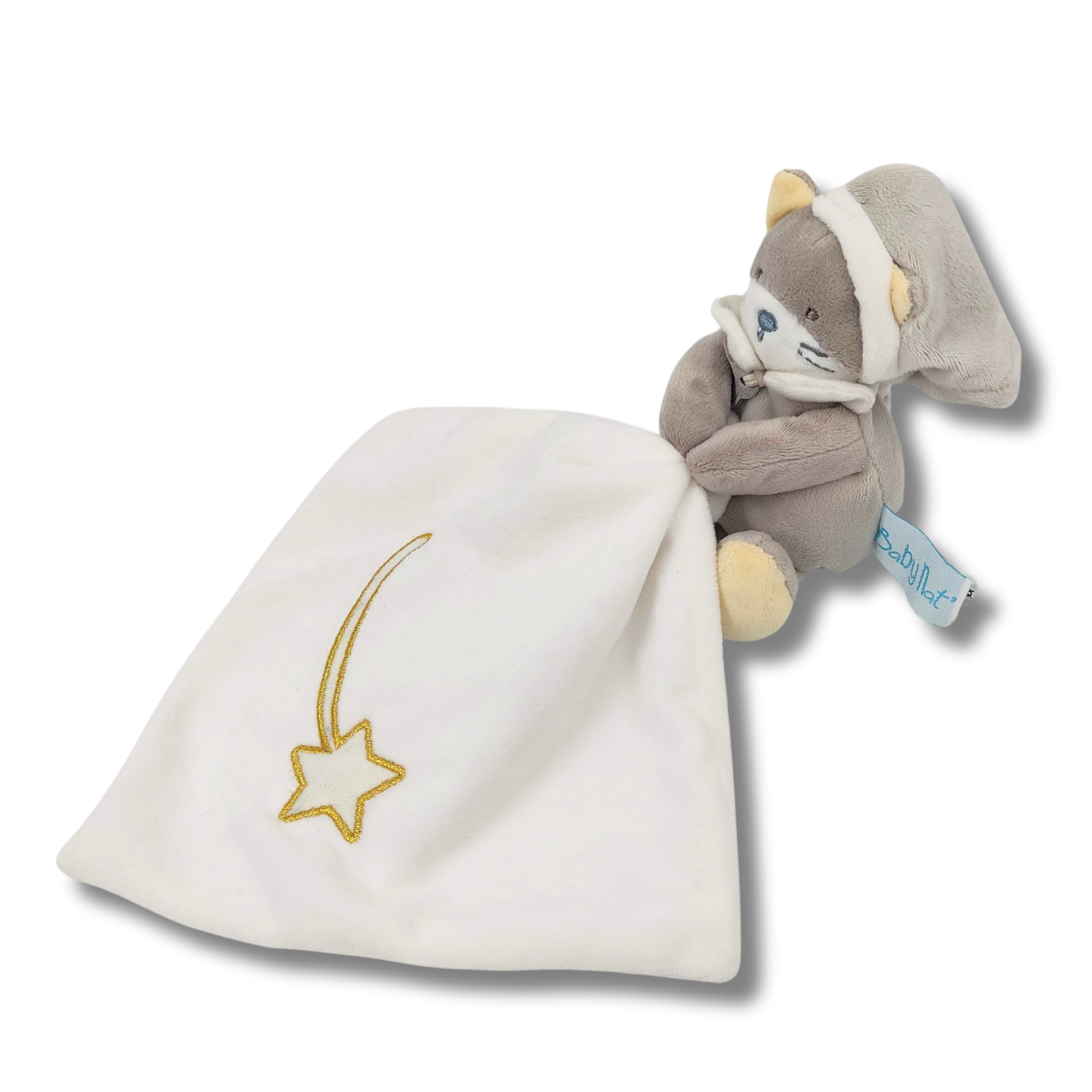 Doudou chat avec mouchoir