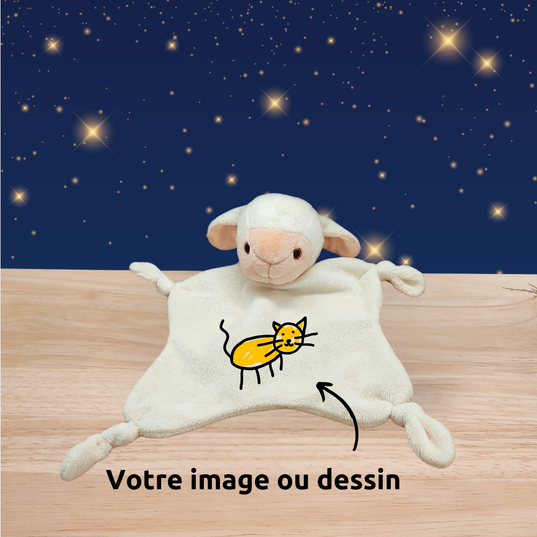 Frimousse l\'agneau câlin – Doudou personnalisé