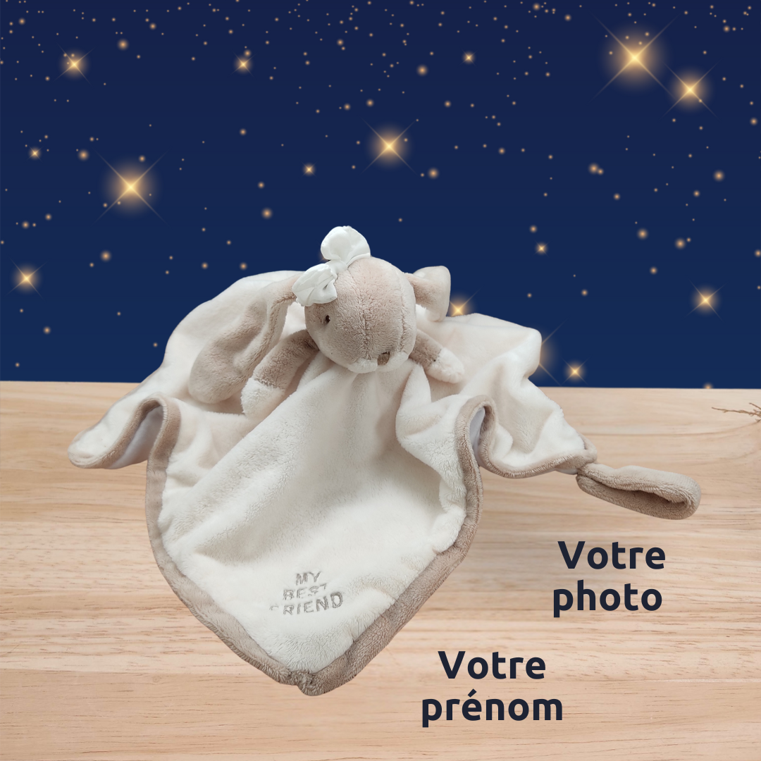 Maya la lapine élégante – Doudou personnalisé