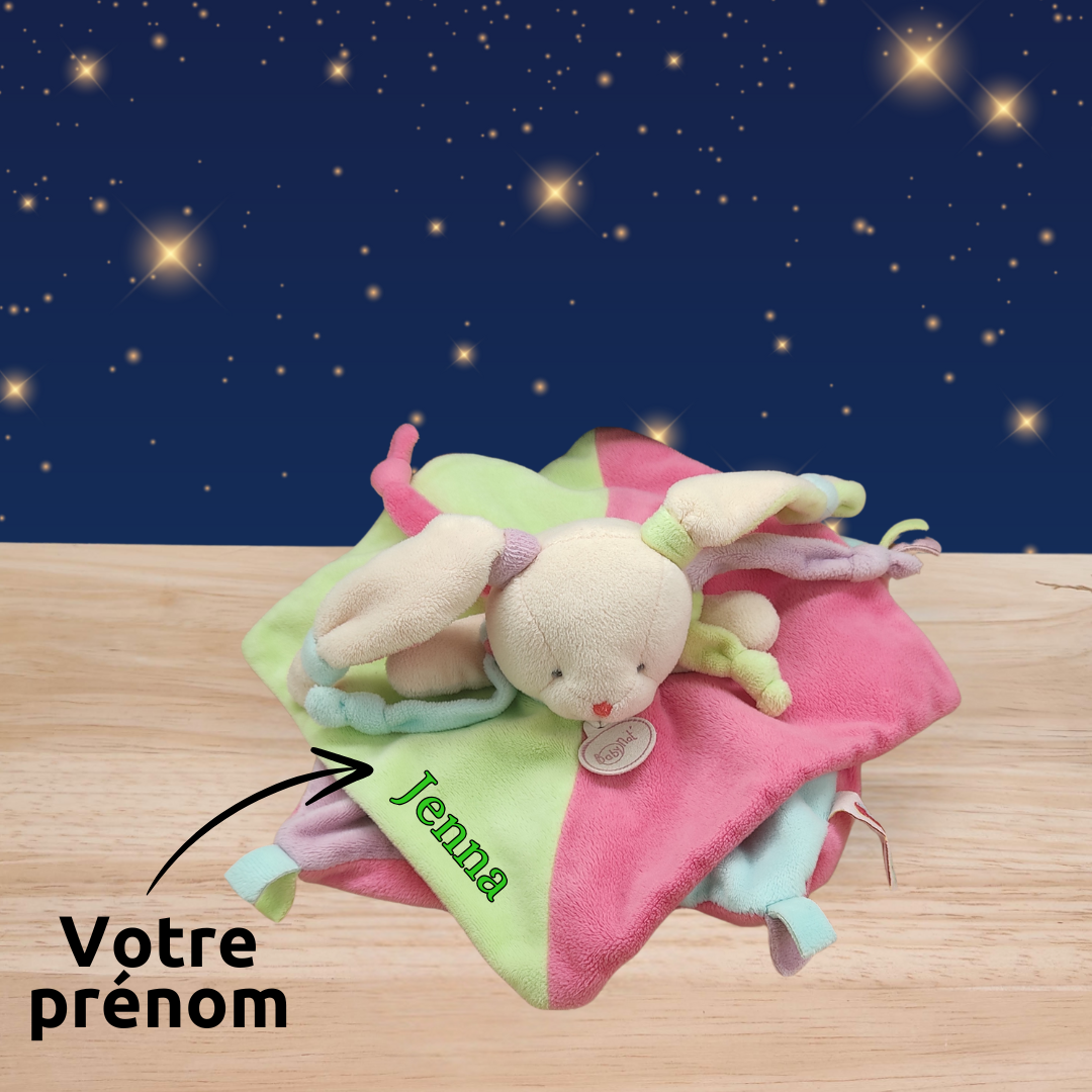 Nini la lapine rigolote – Doudou personnalisé