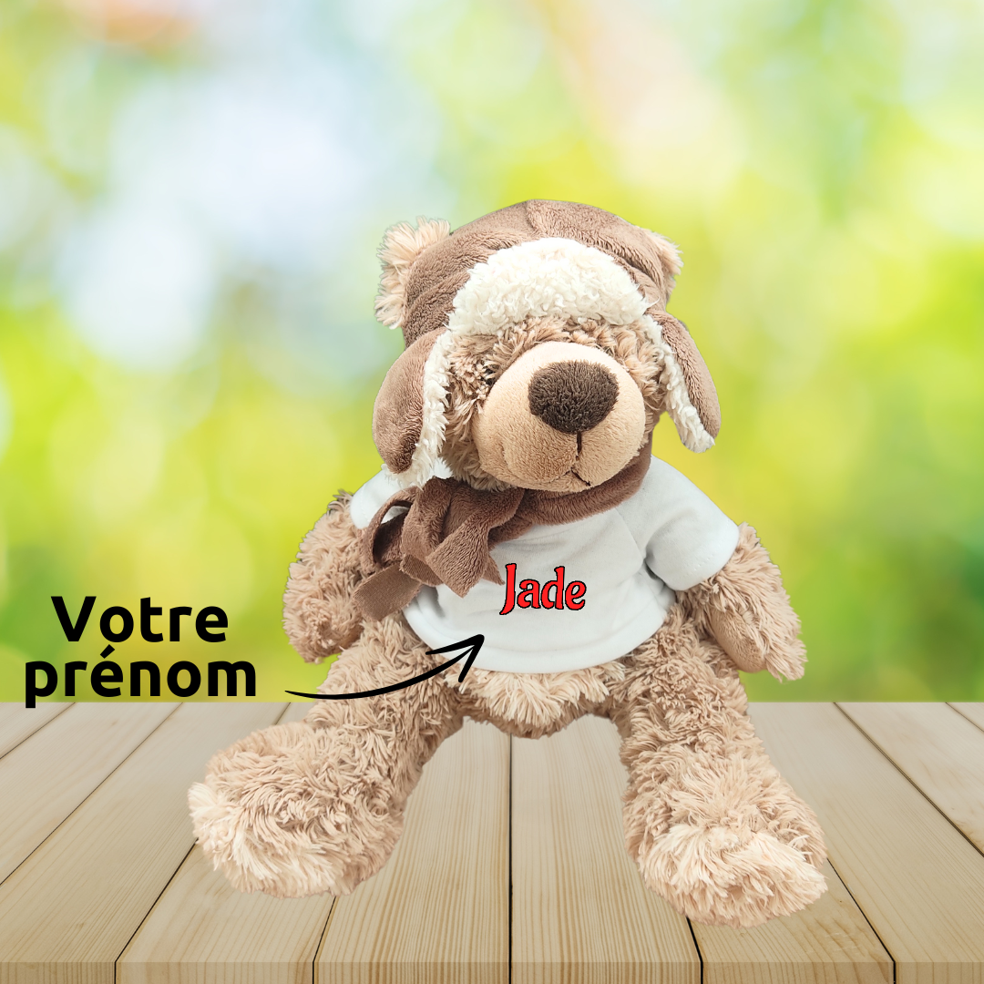 Nounours l\'aviateur adorable – Peluche personnalisée