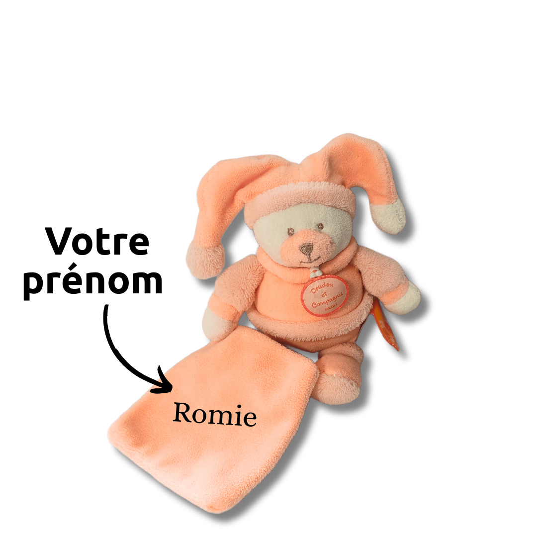 Stan l’ourson charmeur – Doudou personnalisé