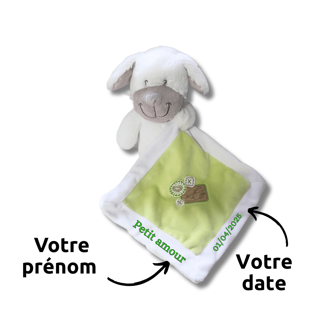 Moustache le chien espiègle – Doudou personnalisé