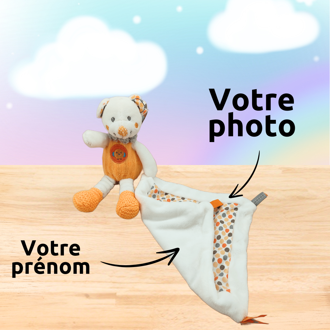 Mack l’ours pétillant – Doudou personnalisé