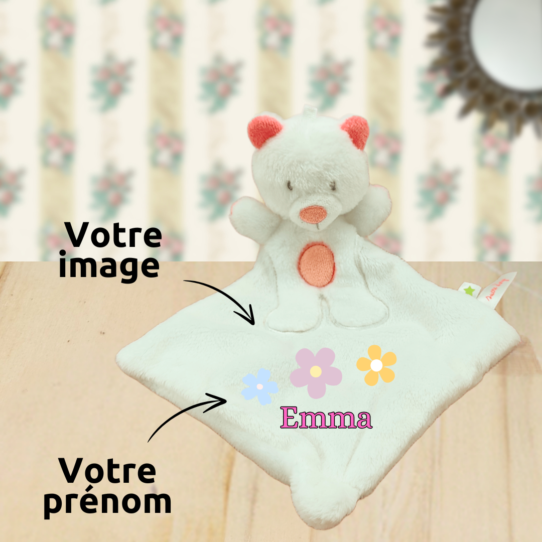 Didi l’ourson joyeux – Doudou personnalisé
