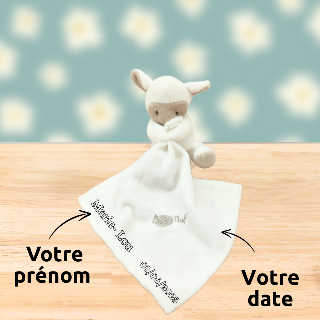 Polux le mouton affectueux – Doudou personnalisé