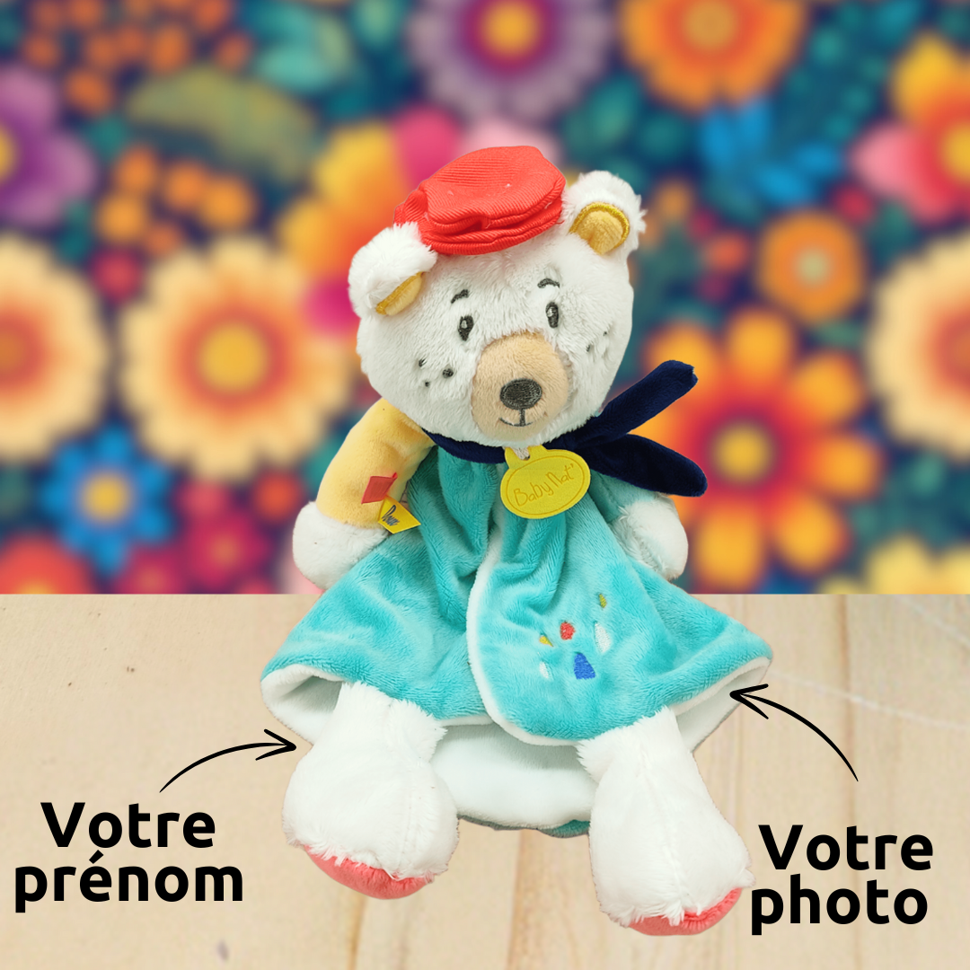 Juno l’ours rêveur – Doudou personnalisable