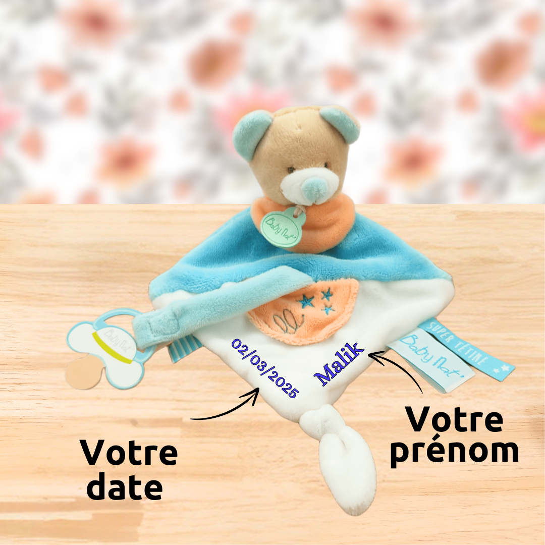 Dany l’ours doux – Doudou personnalisé