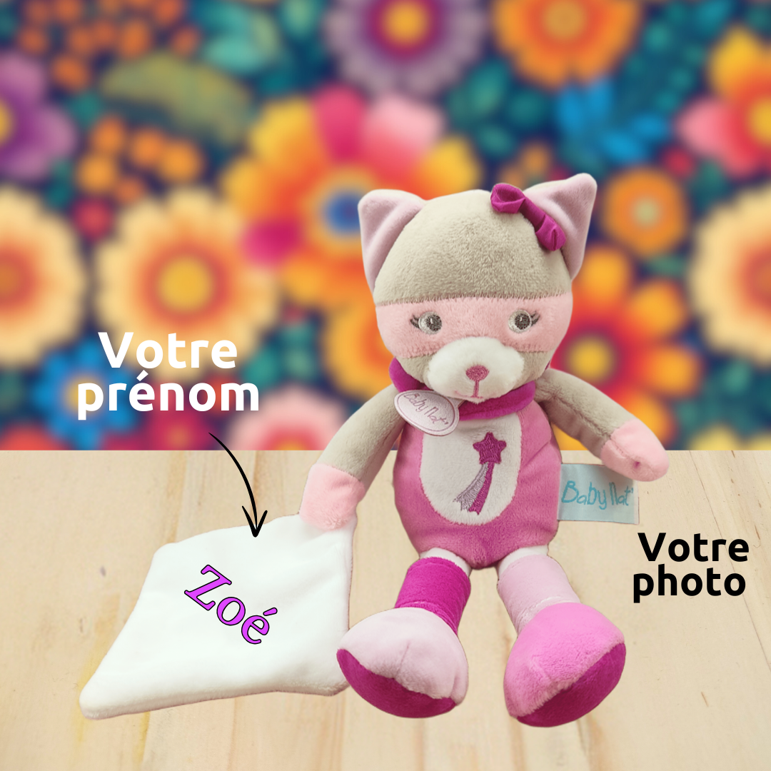 Rosy la chatte masquée – Doudou personnalisé