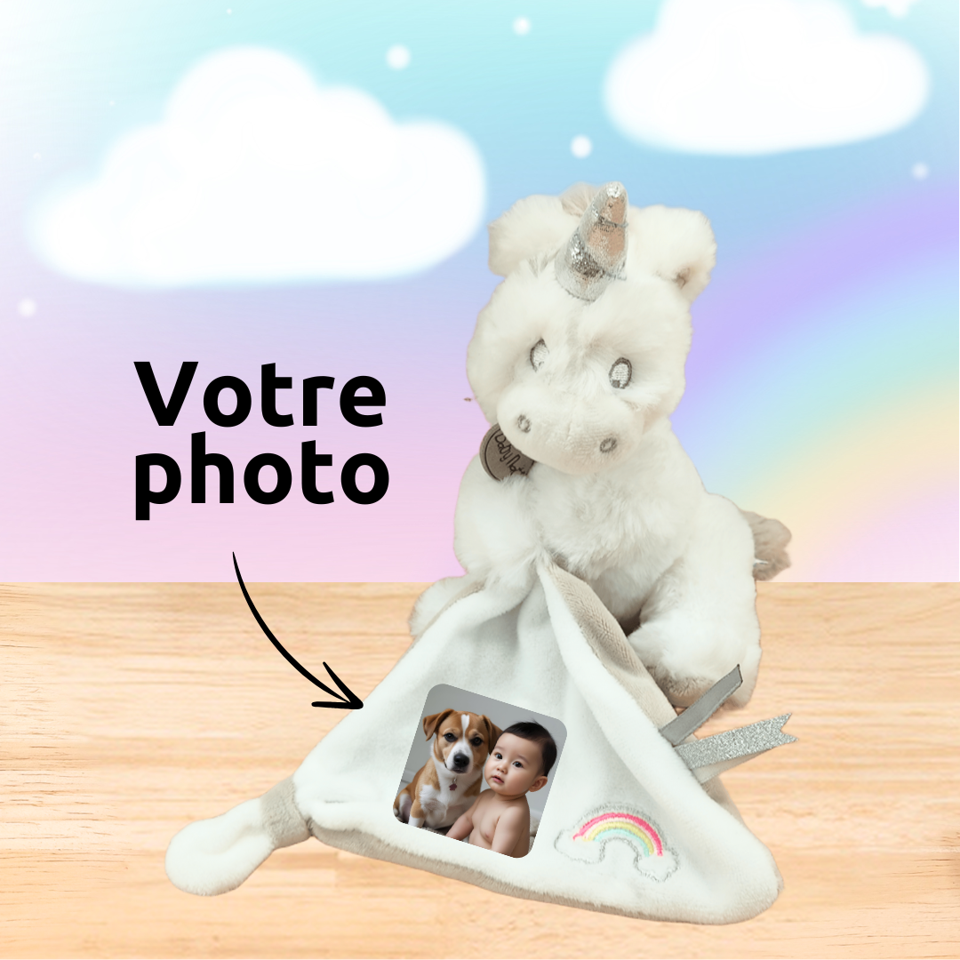 Étoile, la licorne enchantée – Doudou personnalisé