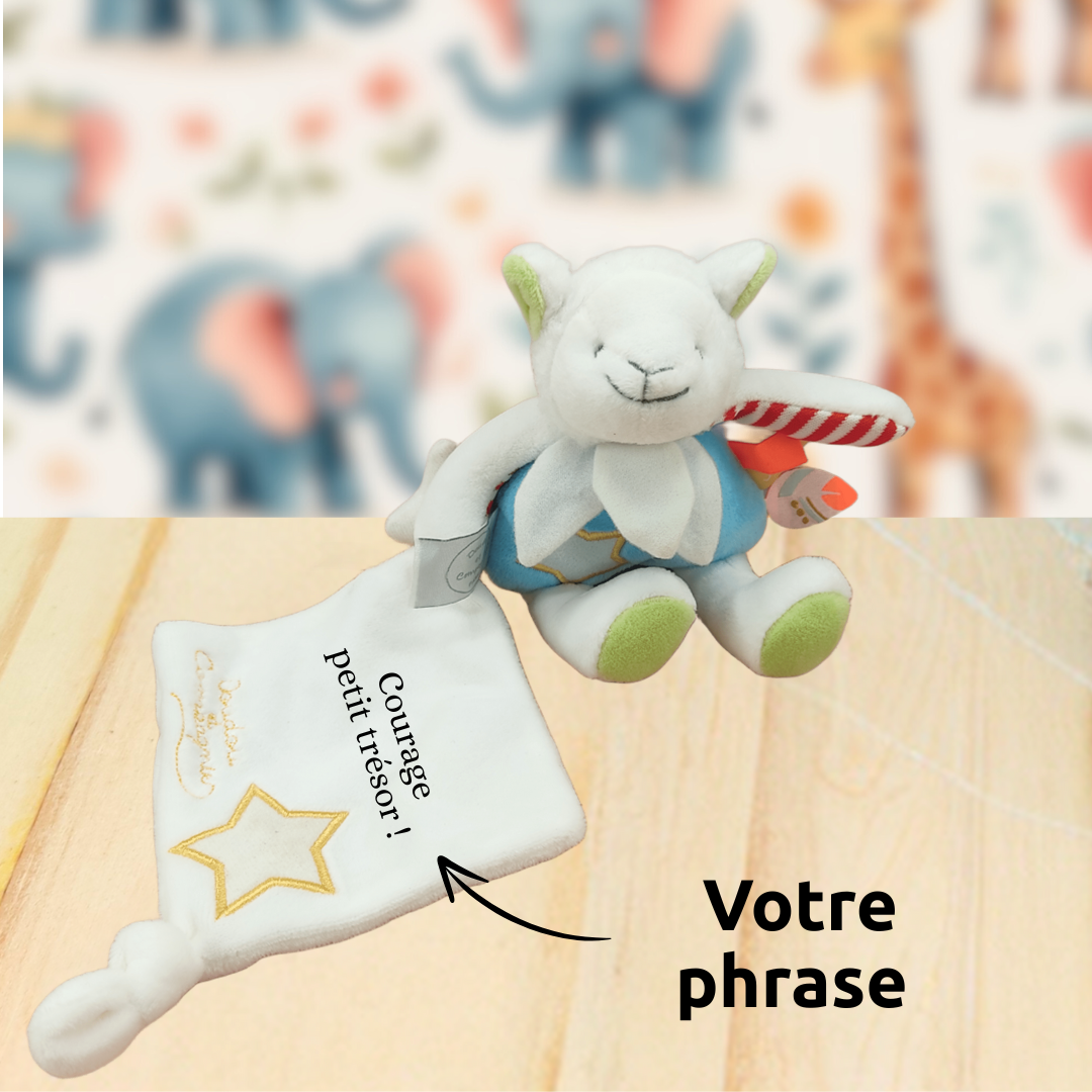Éliott le mouton rêveur – Doudou personnalisé