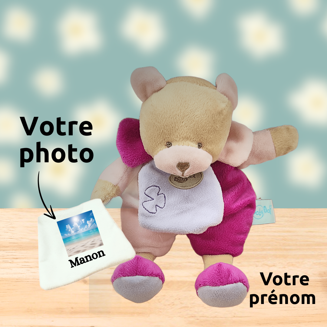 Émile l’ours joyeux – Doudou personnalisé