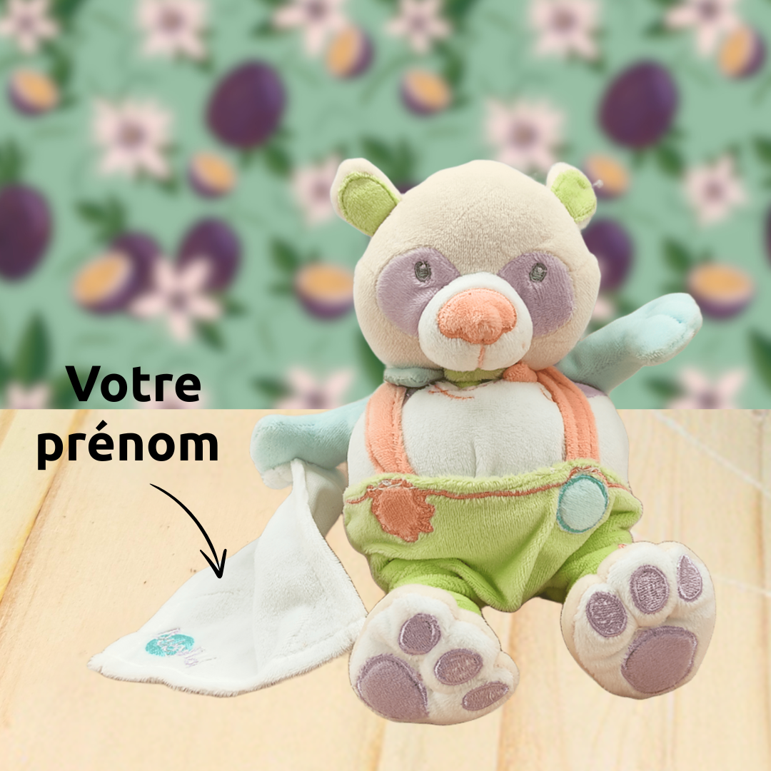 Max le panda pastel – Doudou personnalisé