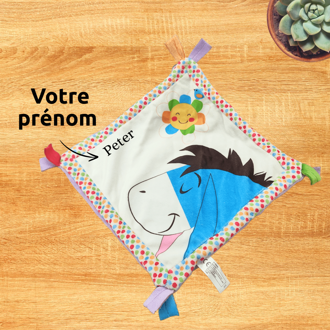 Bouriquet l’âne câlin – Doudou personnalisé