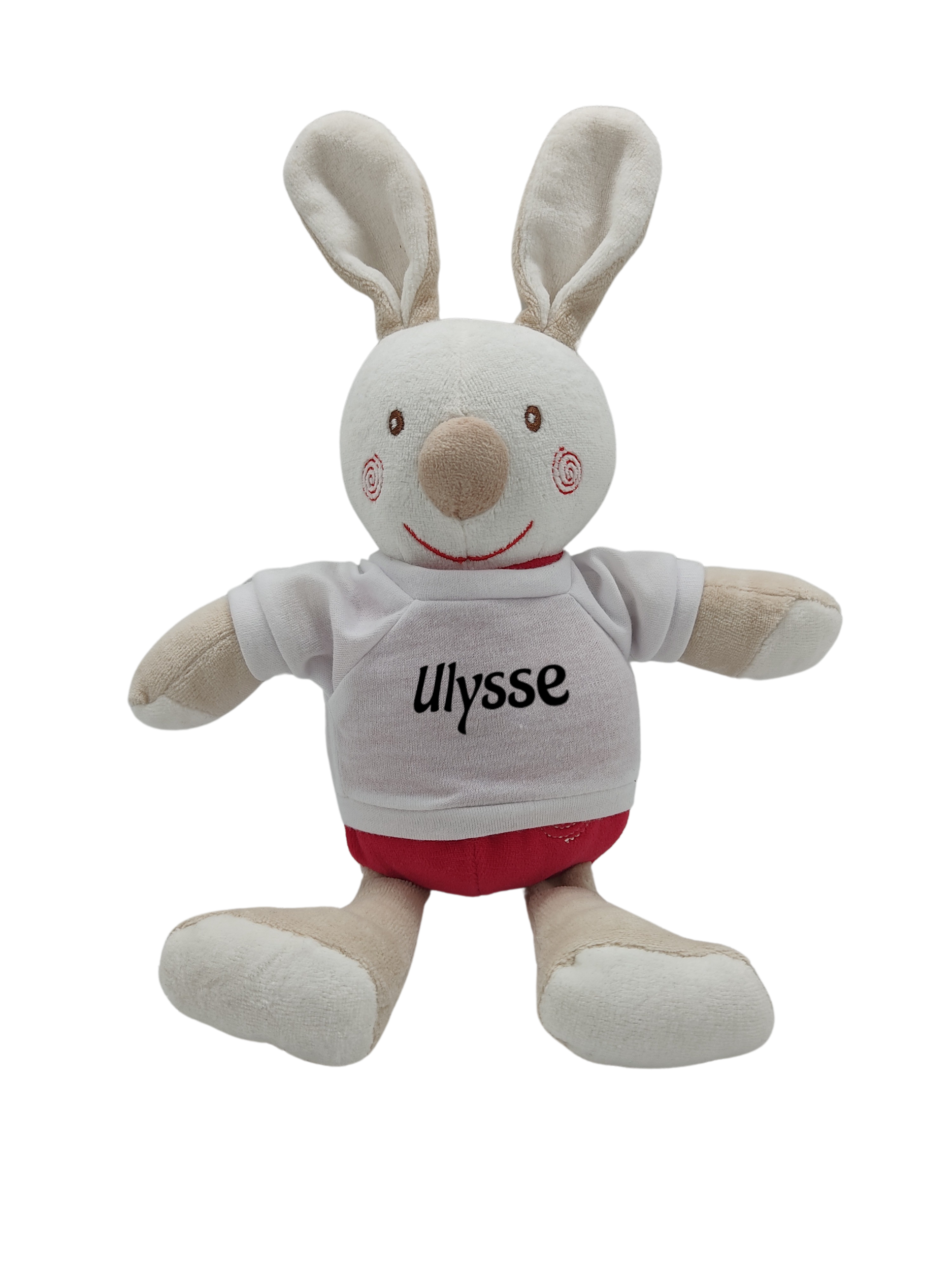 Peluche lapin corps rouge t-shirt SUCRE DORGE