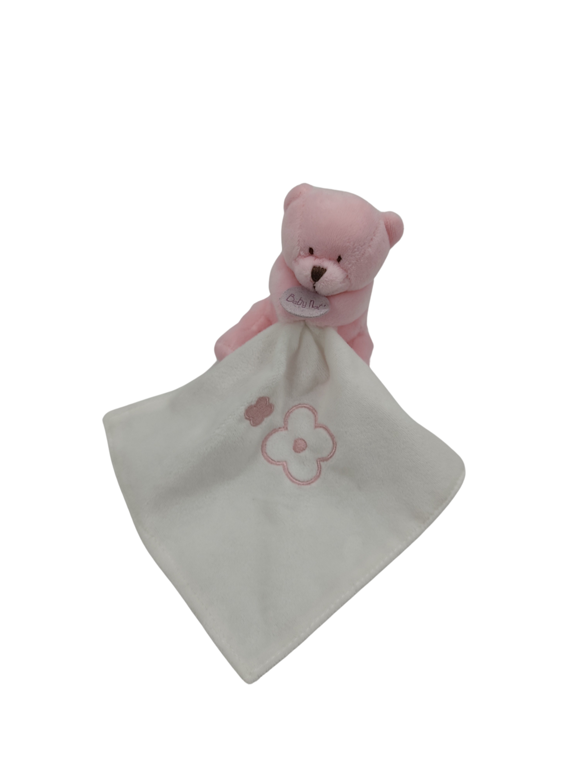 Doudou ours rose brodé fleur BABY NAT