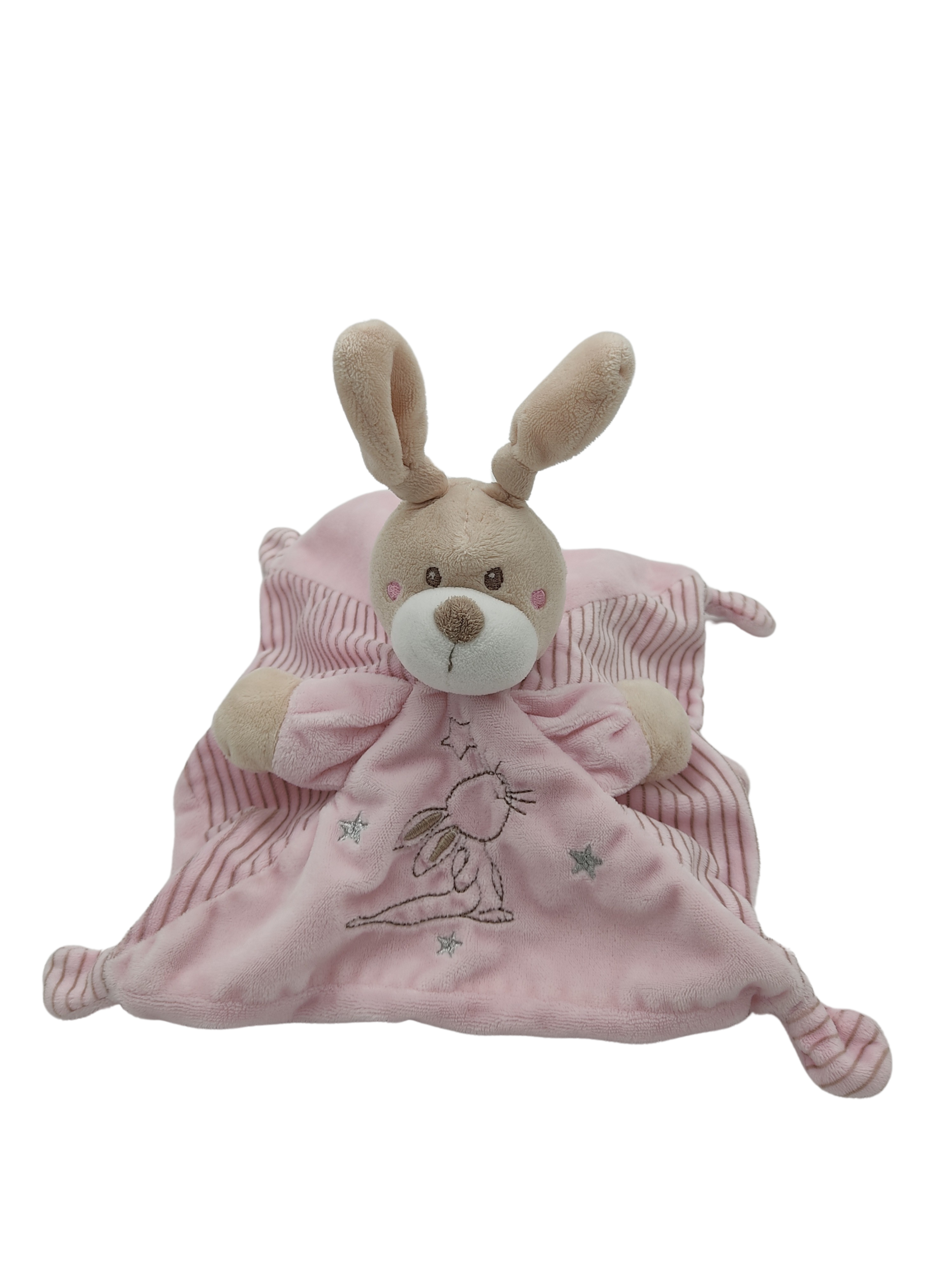 Doudou lapin rose attache tétine NICOTOY