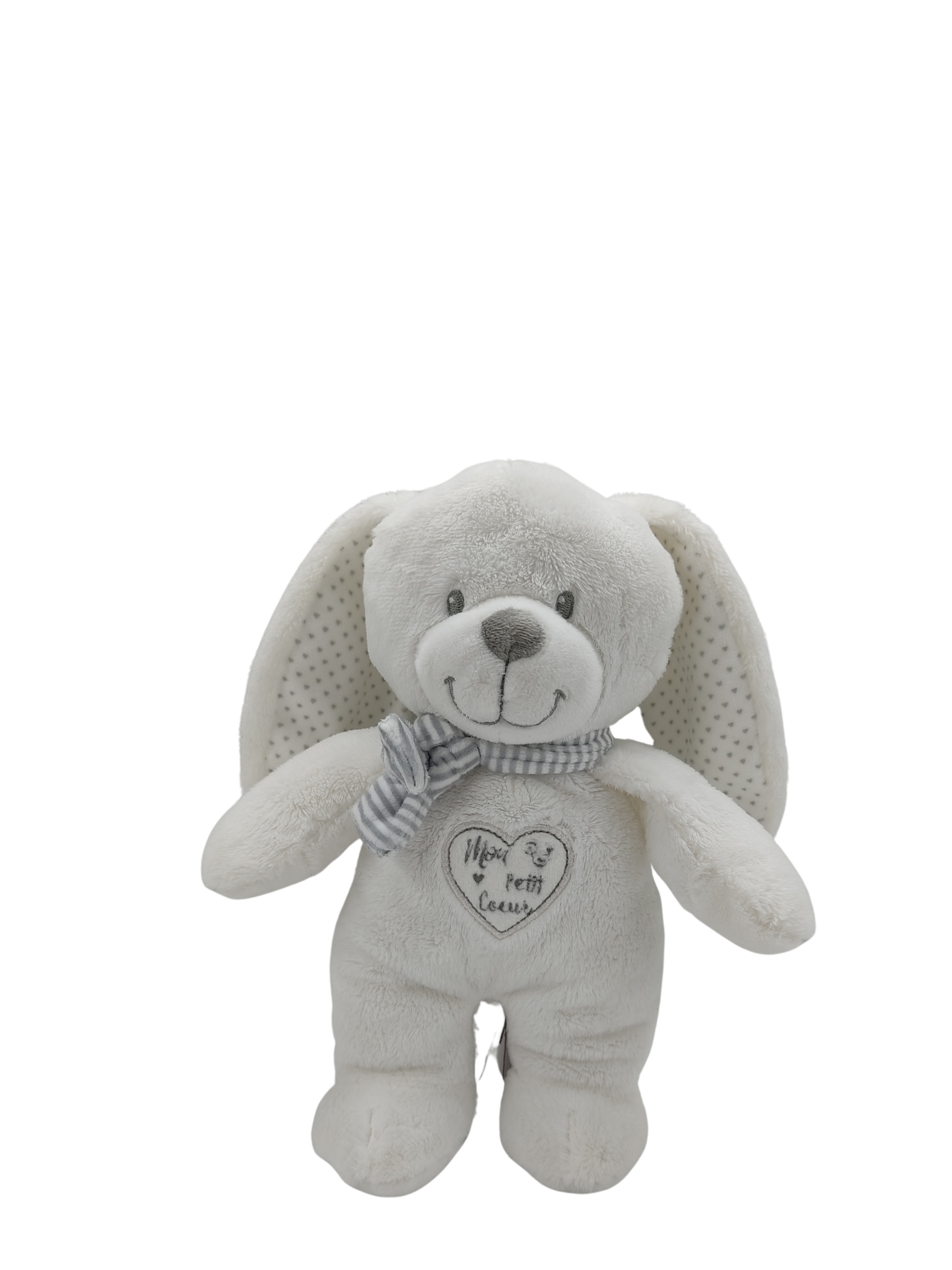 Peluche lapin blanc pommette