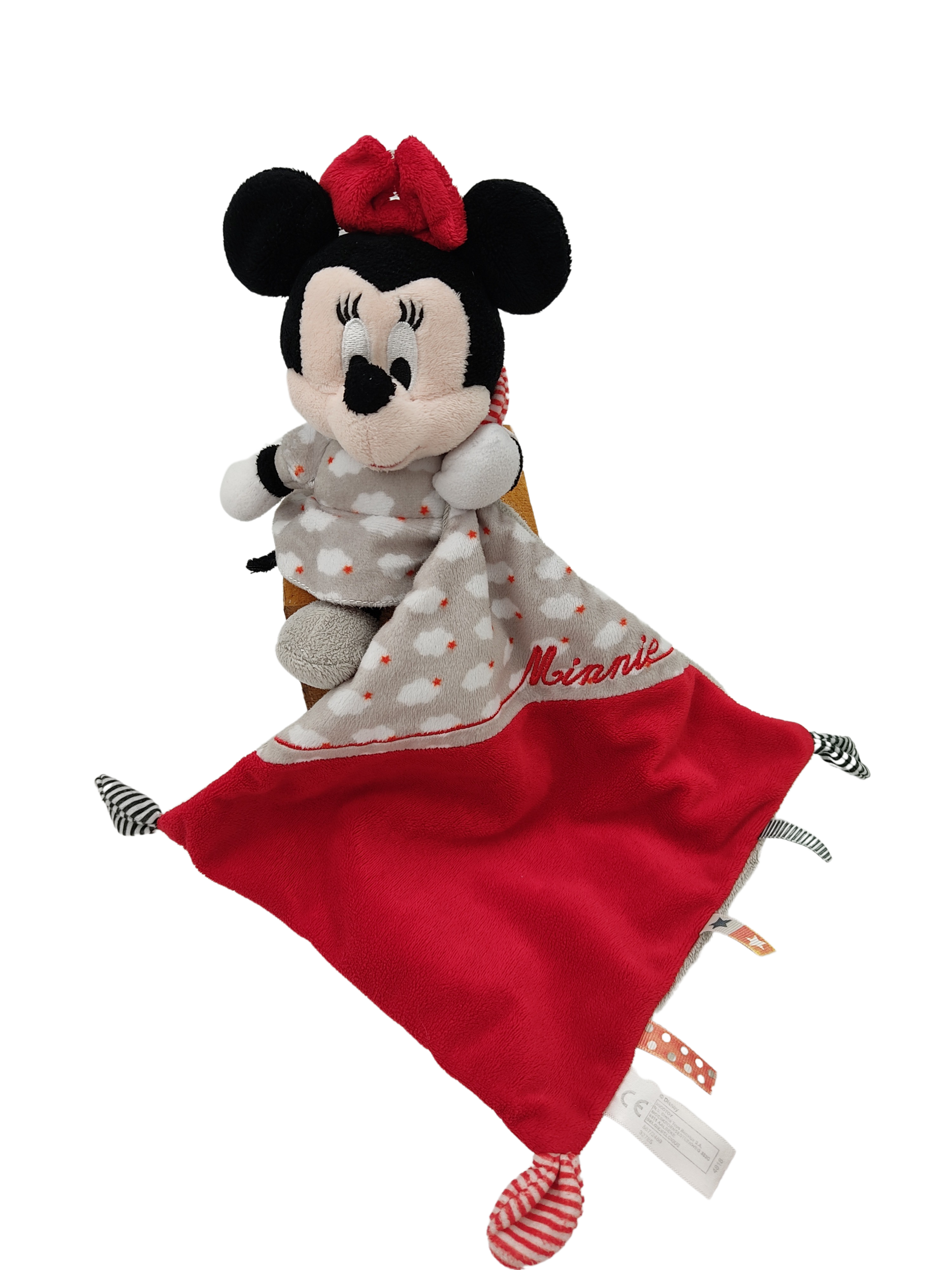 Doudou Minnie mouchoir rouge DISNEY