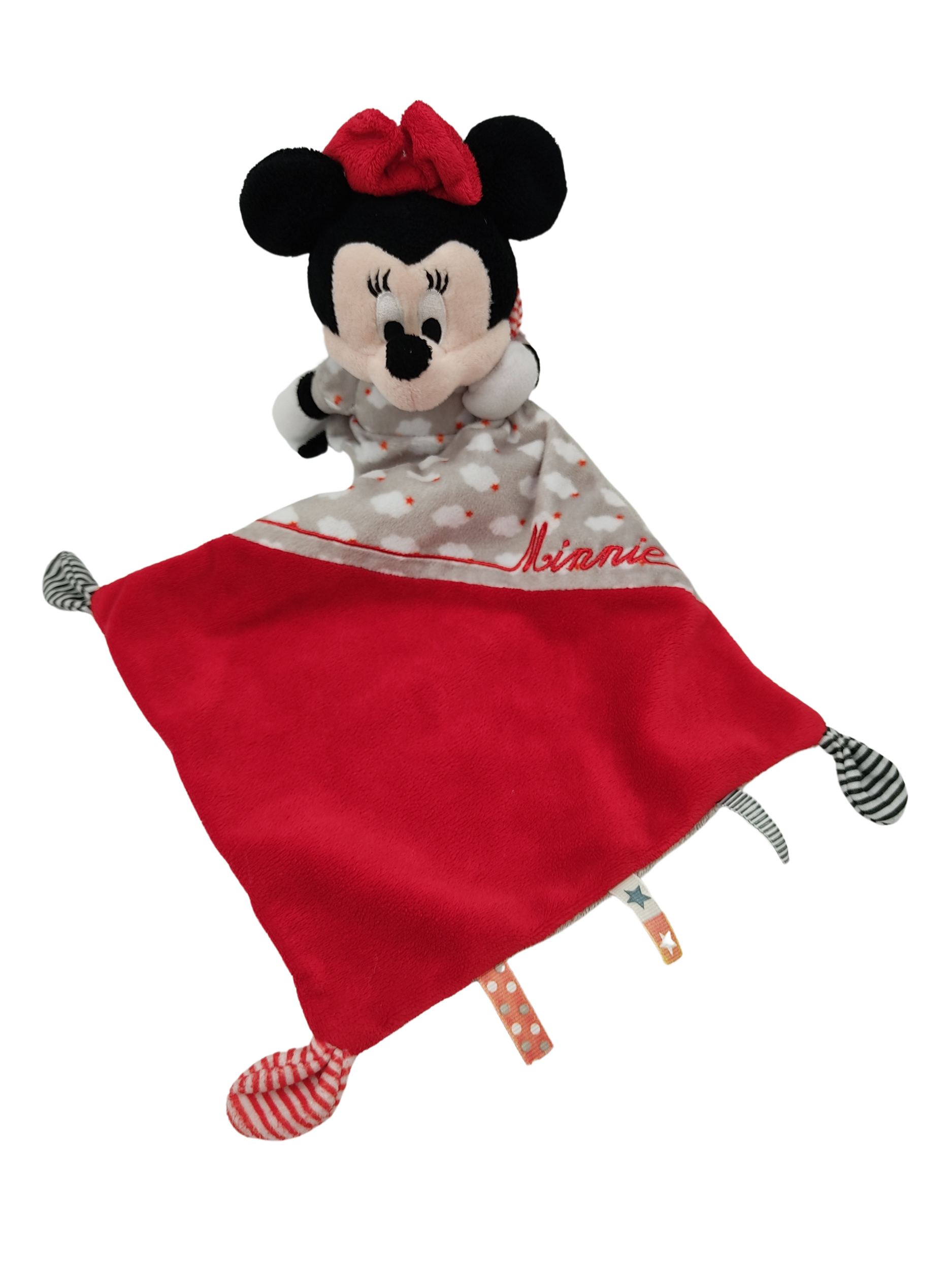 Doudou Minnie mouchoir rouge DISNEY