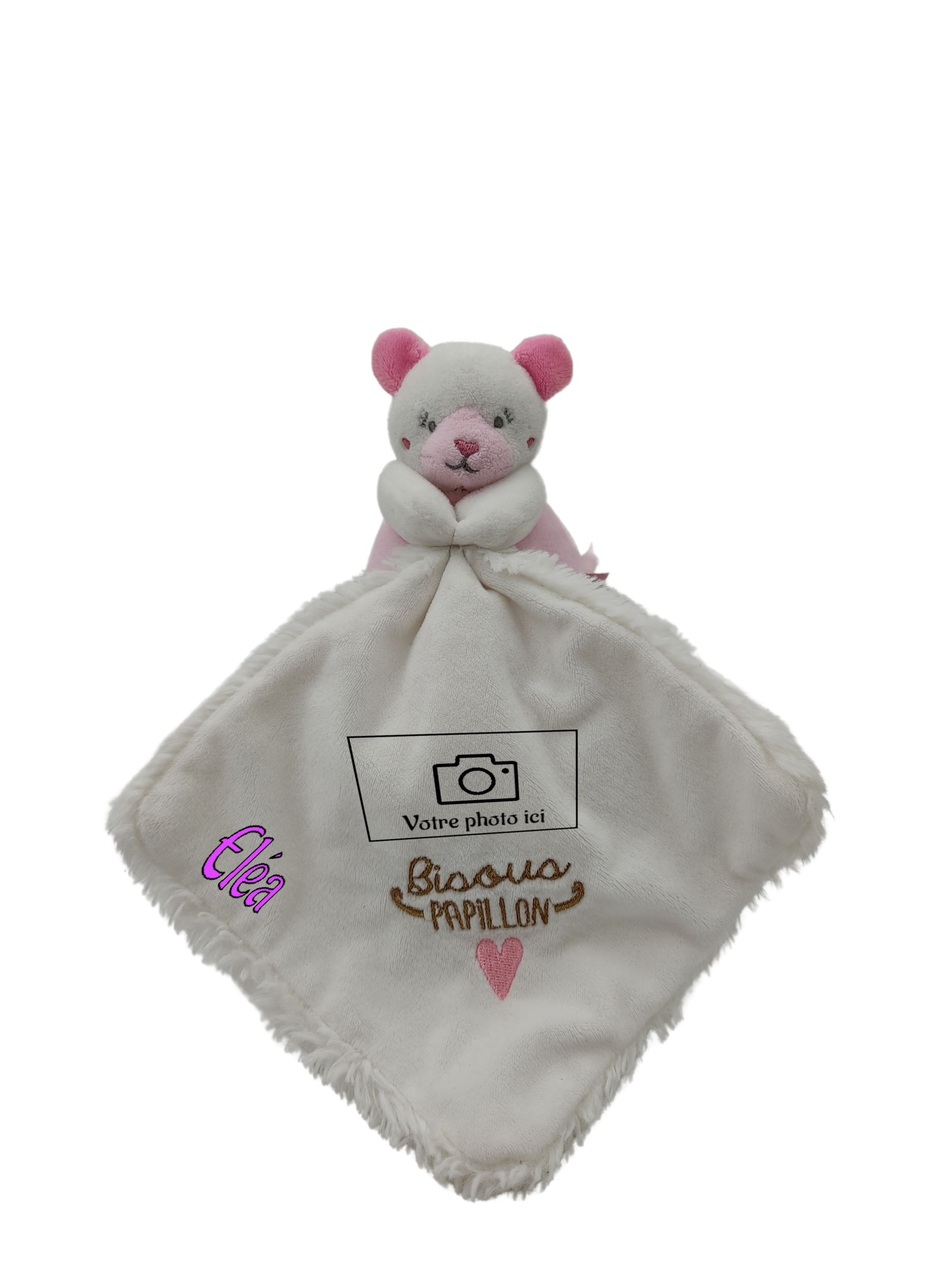 Doudou ours blanc mouchoir bisous papillon DOUDOU ET COMPAGNIE