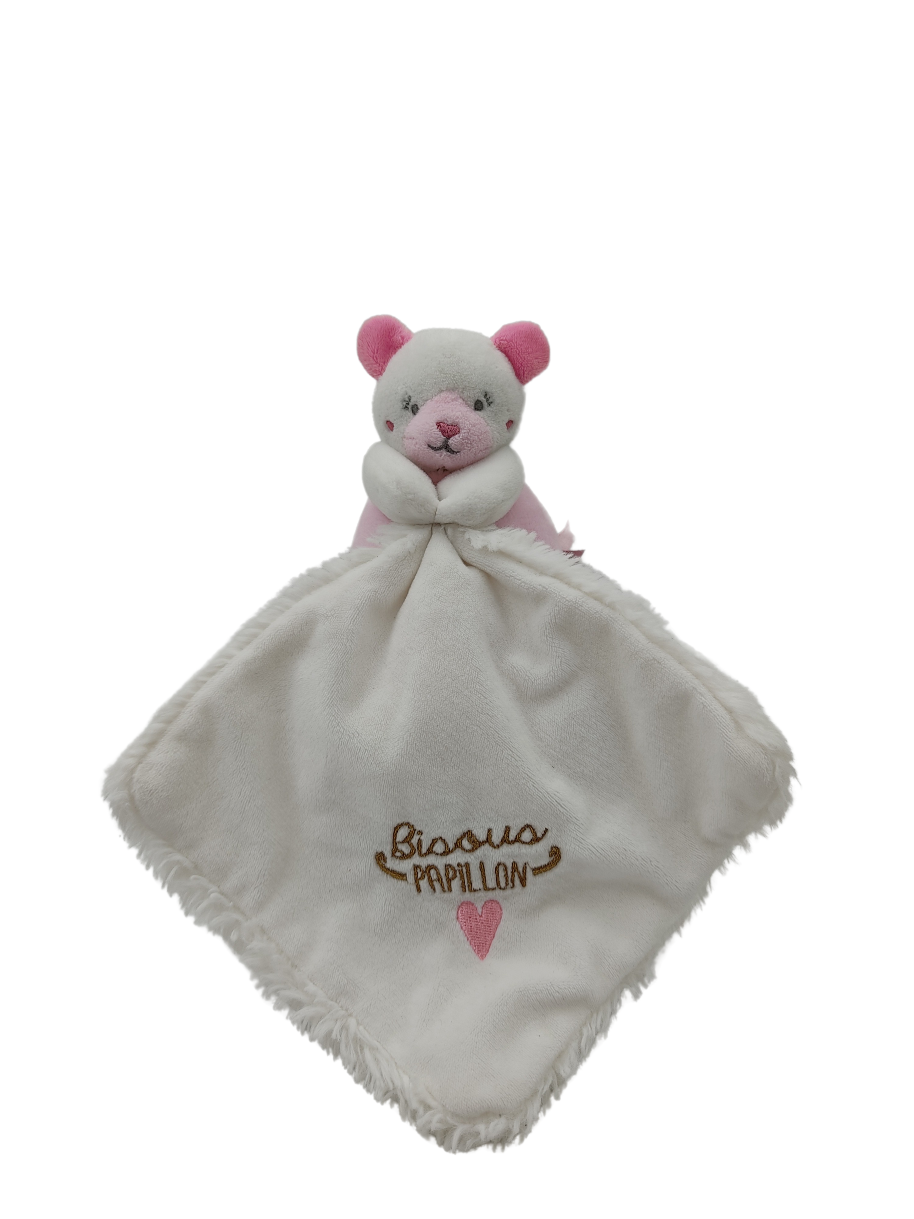 Doudou ours blanc mouchoir bisous papillon DOUDOU ET COMPAGNIE