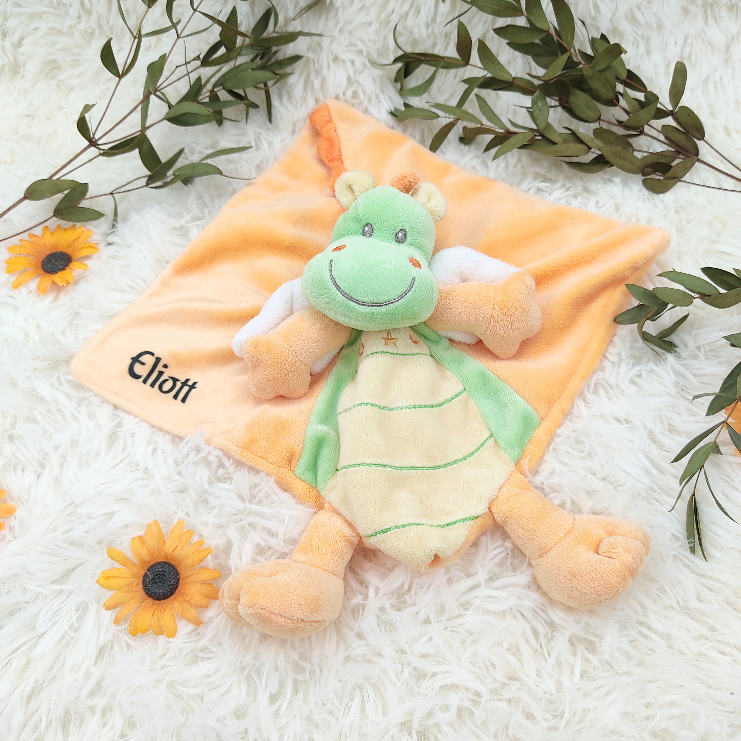 Doudou dragon personnalisé prénom