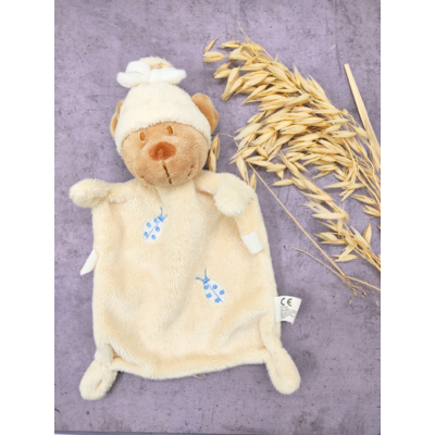 Doudou ours plat jaune