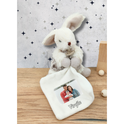 Doudou lapin personnalisé avec photo