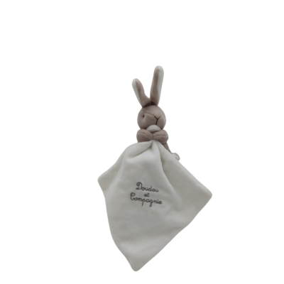 Doudou lapin gris mouchoir blanc BABY NAT