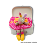 Doudou lapin rose et orange