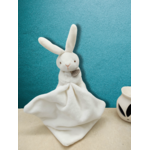 Doudou lapin blanc mouchoir blanc