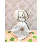 Doudou lapin blanc mouchoir blanc